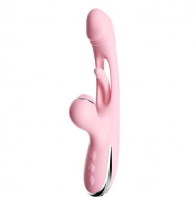 MizzZee - Red Heart Suction Slap Vibrator (Chargeable - Pink)